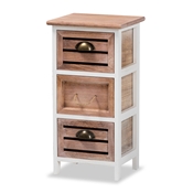 Baxton Studio Palta Modern and Contemporary Two-Tone White and Oak Brown Finished Wood 3-Drawer Storage Unit Baxton Studio restaurant furniture, hotel furniture, commercial furniture, wholesale living room furniture, wholesale storage cabinet, classic storage cabinet